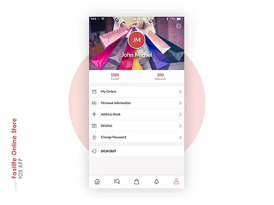 Fasilite E Commerce Mobile App UI/UX Design user profie ui design
