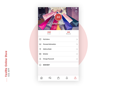 Fasilite E Commerce Mobile App UI/UX Design user profie ui design