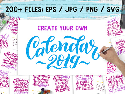 Lettering Calendar Creator 2019 2019 calendar calligraphy clipart design lettering organizer season template typography year