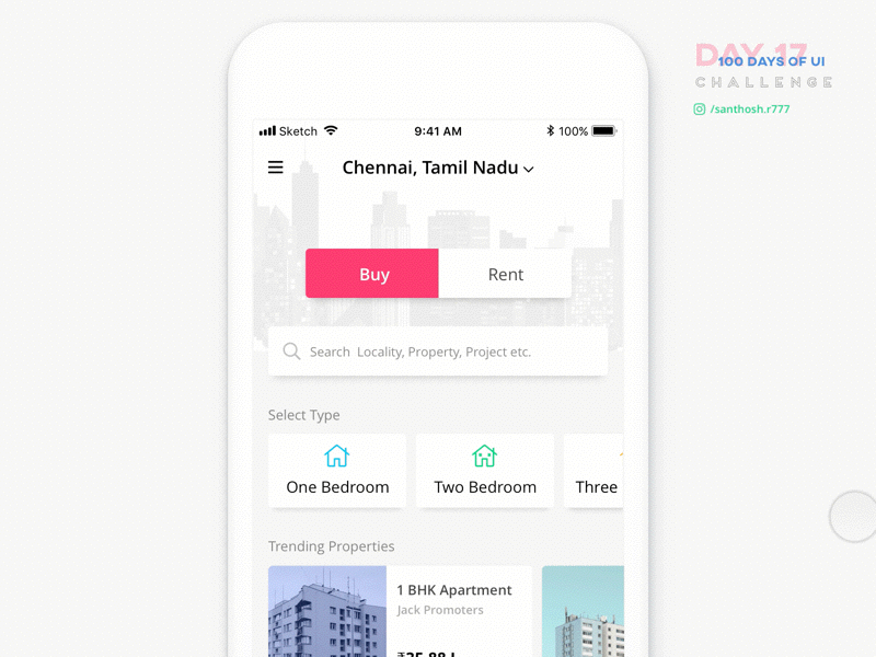 100 Days of UI - #17 challenge filter gif light property real estate ui ux