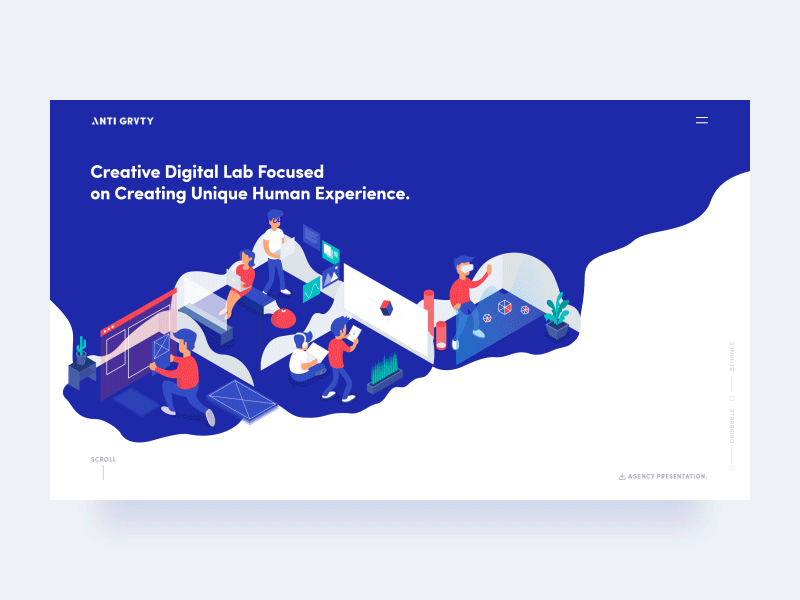 AntiGrvty - Homepage agency homepage illustration interaction isometric studio ui ux web