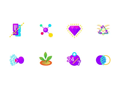 Sleek Icon Set blog colorful diamond ecommerce icons illustration journal website wordpress