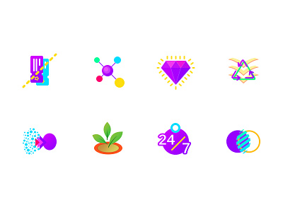 Sleek Icon Set blog colorful diamond ecommerce icons illustration journal website wordpress