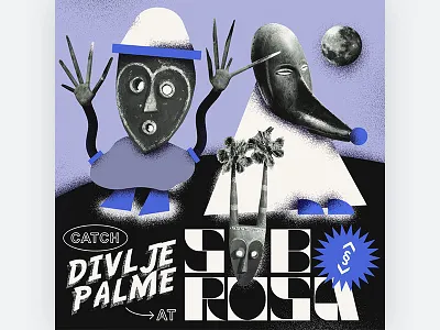 Party Flyer for Divlje Palme collage divlje palme flyer illustration party party flyer sub rosa wild palms