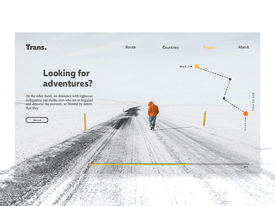 Trans. art design motion mountains orange snow travel trip ui ux white yellow