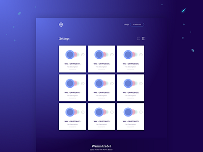 Atomic Bazaar Listings Grid app crypto cryptocurrency eth ethereum grid interface ui user user interface ux web