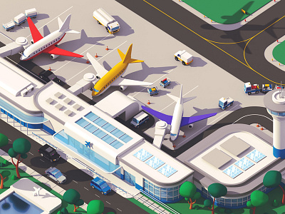 Lyft - Airport 3d airport c4d illustration lyft plane