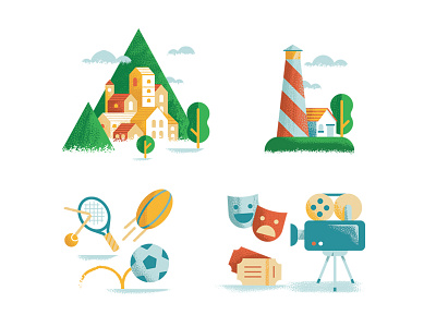 Icons beacon cinema lighthouse mountain sail ho studio sho studio sport