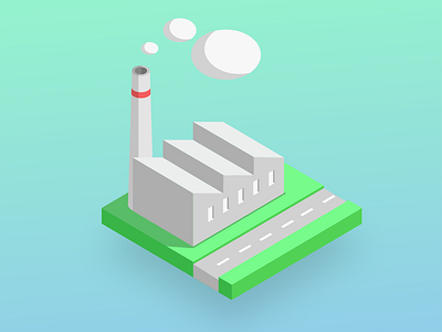 Factory factory grass icon isometric road