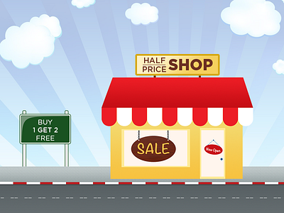 Half Price Shop illustration sale shop