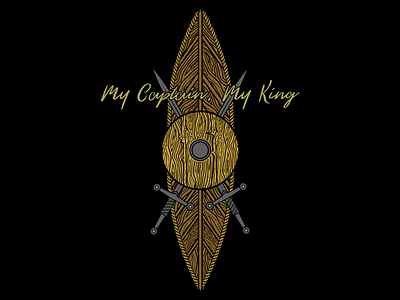 My Captain, My King band merch boat shield sword wood wood grain