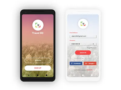 Travel BD app design interaction design login screen. travel app tour guide ui design