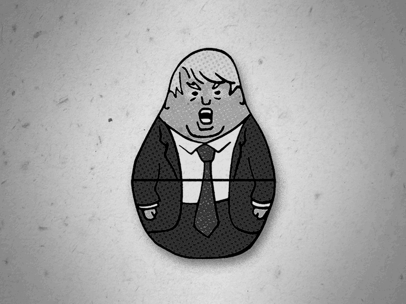 No Collusion animation cheeto faced shitgibbon film gif illustration loop putin russian nesting dolls trump