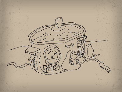 Crockpot illustration pen and ink