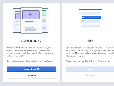 Next Steps Slider buttons card cards getting started onboarding steps ui