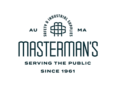 Mastermans badge brand branding heritage industrial lockup logo mark supply tools type