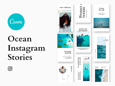 CANVA Ocean Instagram Stories blogger brand canva canva template instagram instagram stories instagram story photography social media stories template travel