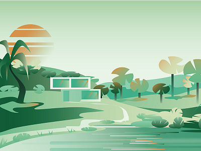 Jungle house illustration illustrator jungle modernarchitecture