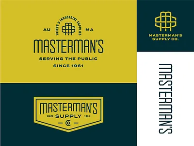 Mastermans badge brand branding heritage industrial lockup logo mark supply tools type