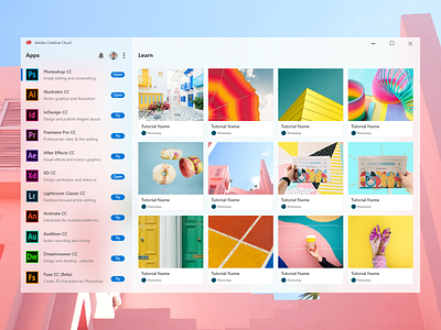 Adobe Creative Cloud App adobe application cloud creative fluent design learn microsoft ui ux windwos