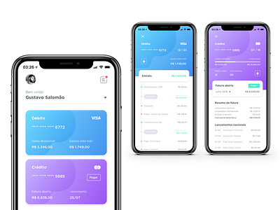 Card management bank card clean control credit finance interface ios management ui ux money