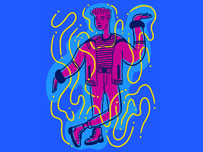 Finessin' blue character fashion illustration man pink portrait yellow
