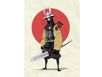 Title 2d character concept art game illustration samurai vector
