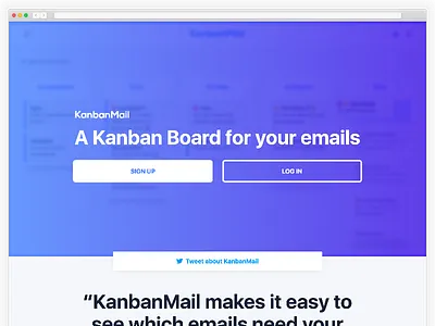 KanbanMail Landing Page app email emails kanban landing page saas ui web app web design website