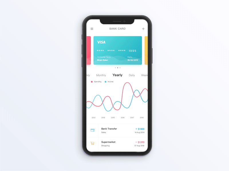 Wallet APP Dynamic effect ae bank card design list ui wallet