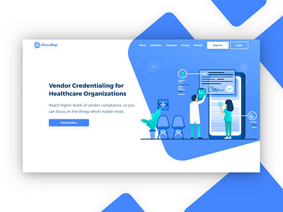 Docurep Header character doctor icons illustration ios landing page register sign in team texture ui ux web