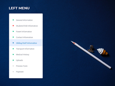 Left menu background colors design fonts graphi menu mobile navigation template ui ux web