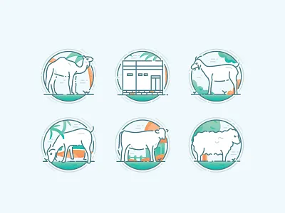 Eid Al-Adha Icon sets eid eid al adha flat design flat icons flat illustration goat icon icon sets illustrations line icon qurban sheep