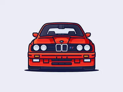 BMW M3 auto automotive bmw car e30 fast headlights icon illustration m3 outline sports