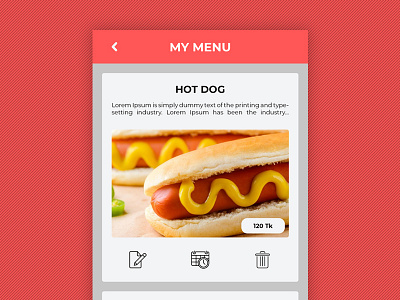 Food Menu chef app easy food hot dog menu my menu neat simple ui ux