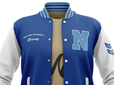 Open Varsity Jacket Mockup 3d apparel bomber jacket jacket letterman jacket mockup varsity
