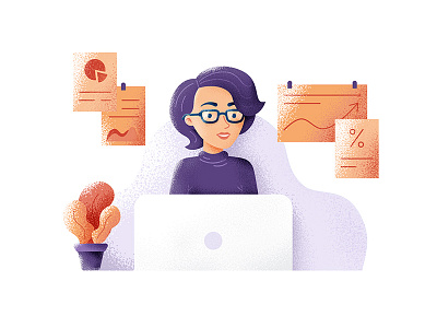 Consultant character flat illustration noise texture ui