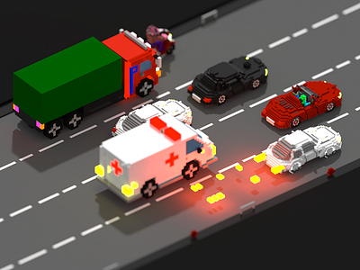 Voxel Car chase cars voxel art