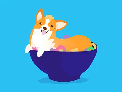 Cereal affinity designer art cereal corgi cute dog dog illustration flat hand drawn handdrawn illustration