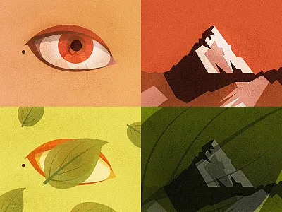 The view blinder | 一叶障目 chinese chineseidiom design flat fourchars hiwow idiom illustration leaf mountain vector