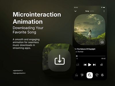 Microinteraction Animation for Downloading Songs animation app microinteraction music song ui