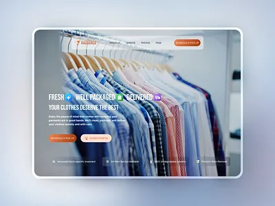 Radiance Dry-Cleaning Service design dry cleaning hero section landing page local service ui uiux