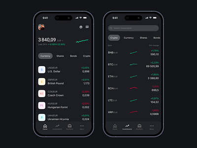 Investments - Mobile app ✨ app bank banking crypto investments mobile nft raiffeisen bank screen ui wallet