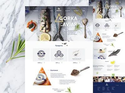 Gorka Caviar catalog caviar corporative design shop sturgeon ui ux