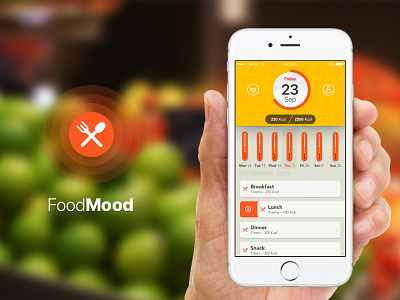 FoodMood Logo & App android app calories count ios