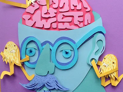 Weekend Feeling 3d brain drugs emotions hand cut paper paper artist paper cut three dimensional