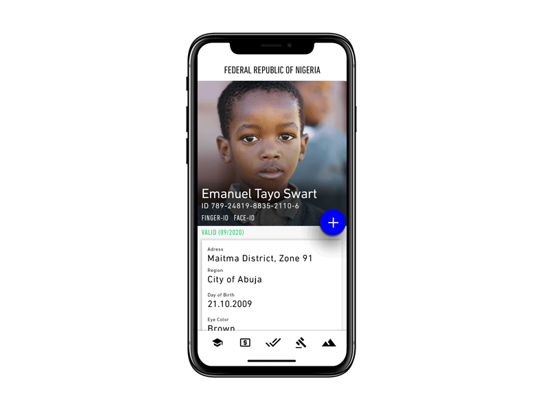 ID Card App animation application button card identity ios mobile social transition