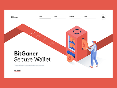 Bitganer Cryptocurrency Exchange crypto cuberto ecommerce exchange finance graphics illustration landing sketch ui ux web