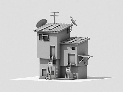 Structures WIP 3d architecture boards c4d habitat home house ladder render satellite scene