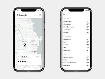 Creative Juice - Preview #2 city city guide coffee coffee app iphone list list view map map view minimal ui ux