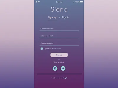 #dailyUI #001 Siera sign up page 001 dailyui design form log in mobile app sign in sign up ui ux